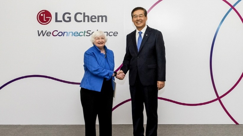 옐런 장관, LG화학 차세대 전지 소재 살펴보고 양국 기업간 협력 논의